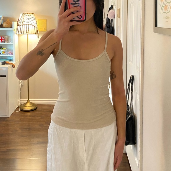 Terry Cloth Spaghetti Strap Tank Top - Picture 2 of 4